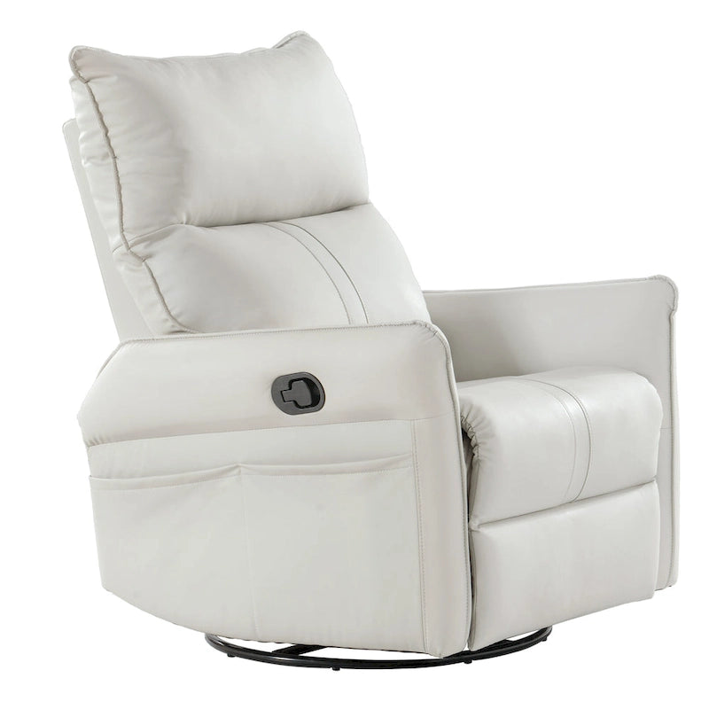 Modern Small Rocking Swivel Recliner Chair with Overstuffed Seat