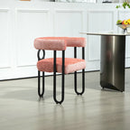 Pink 23.62 Upholstered Barrel Chair with Black Iron Frames