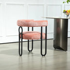 Pink 23.62 Upholstered Barrel Chair with Black Iron Frames