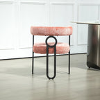 Pink 23.62 Upholstered Barrel Chair with Black Iron Frames