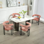 Pink 23.62 Upholstered Barrel Chair with Black Iron Frames