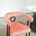 Pink 23.62 Upholstered Barrel Chair with Black Iron Frames