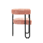 Pink 23.62 Upholstered Barrel Chair with Black Iron Frames