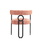 Pink 23.62 Upholstered Barrel Chair with Black Iron Frames