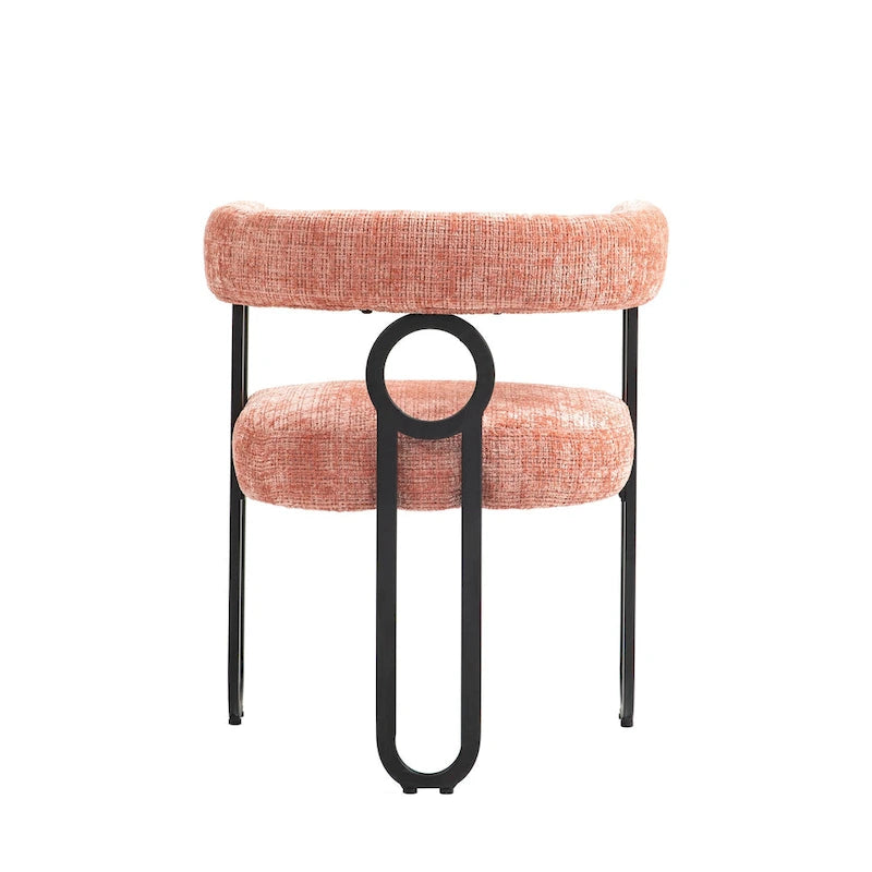 Pink 23.62 Upholstered Barrel Chair with Black Iron Frames