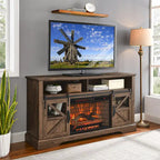 Reclaimed Barnwood 60 Fireplace TV Stand with Remote & Safety Device for 70 TVs