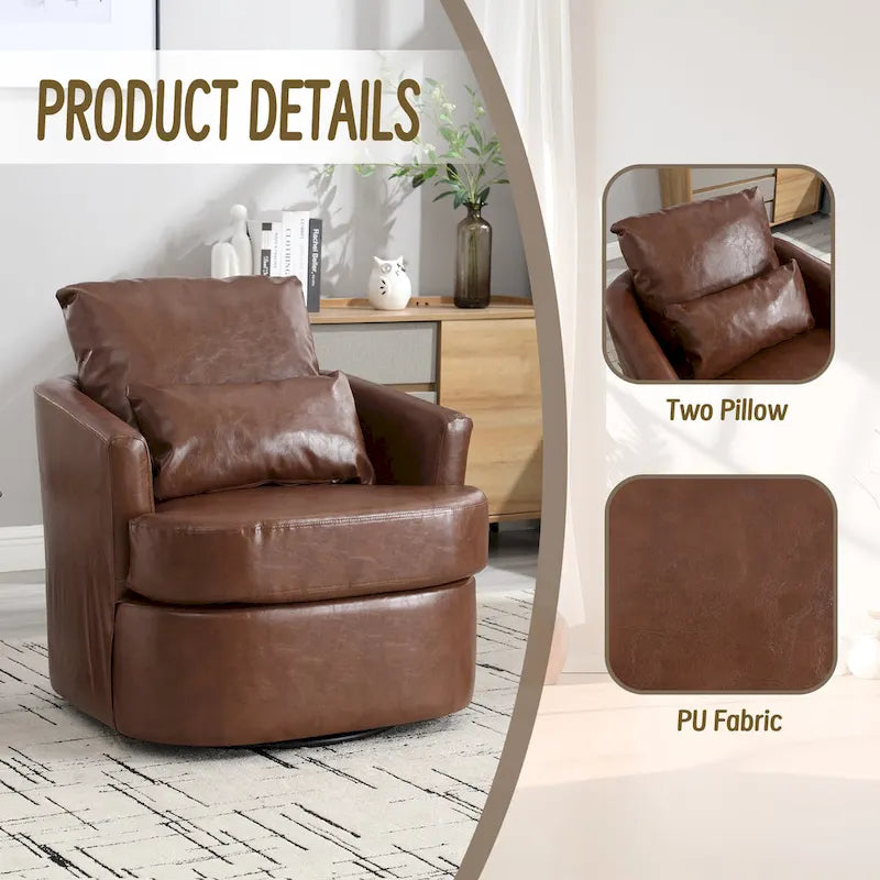 Swivel Barrel Chair, Comfy Round Accent Sofa Chair for Living Room, 360 Degree Swivel Barrel Club Chair, Leisure Arm Chair