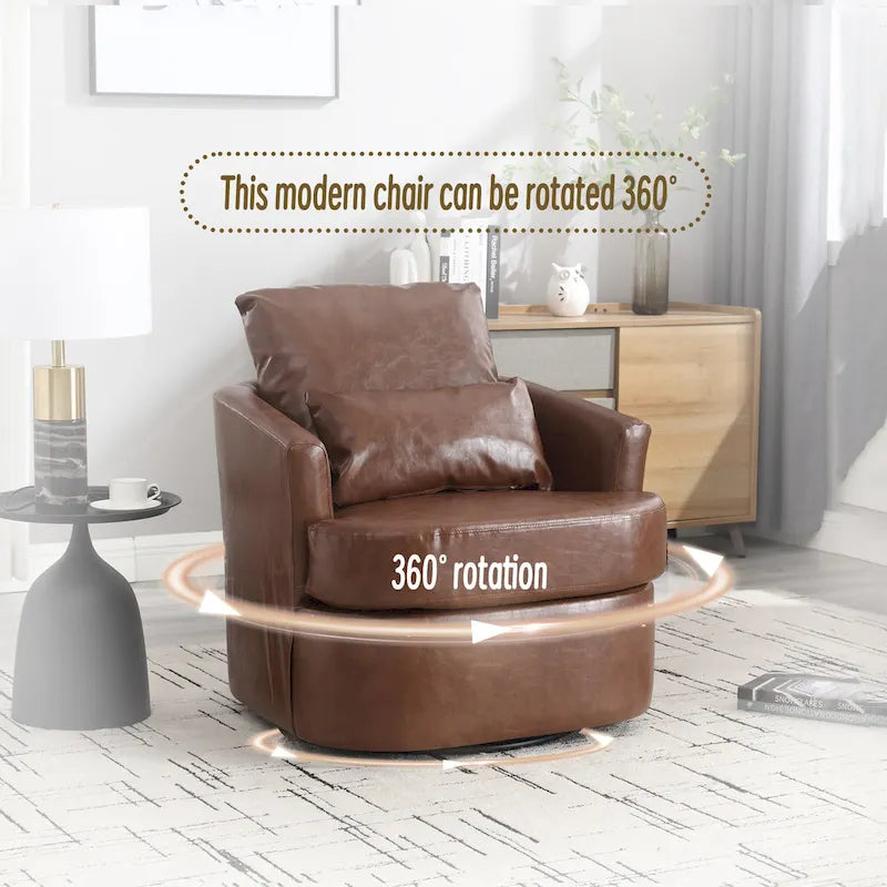 Swivel Barrel Chair, Comfy Round Accent Sofa Chair for Living Room, 360 Degree Swivel Barrel Club Chair, Leisure Arm Chair