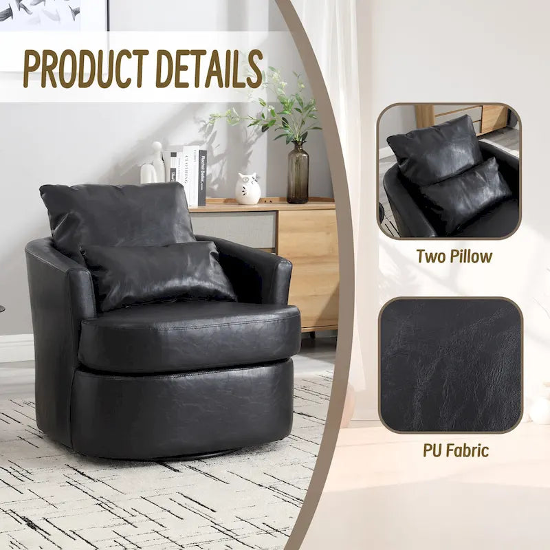 Swivel Barrel Chair, Comfy Round Accent Sofa Chair for Living Room, 360 Degree Swivel Barrel Club Chair, Leisure Arm Chair