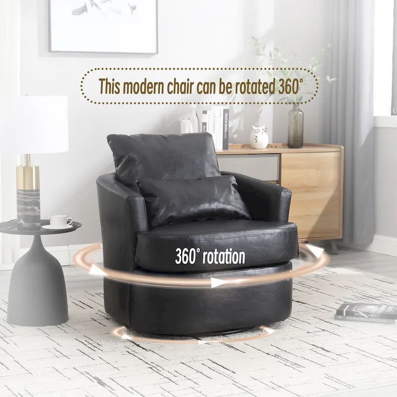 Swivel Barrel Chair, Comfy Round Accent Sofa Chair for Living Room, 360 Degree Swivel Barrel Club Chair, Leisure Arm Chair