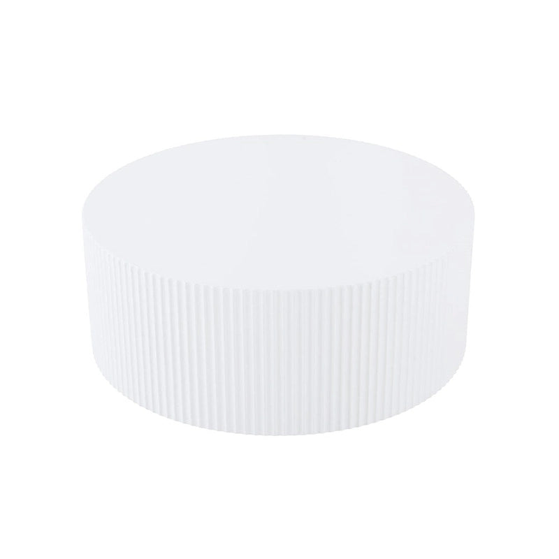 35.43 Wood Round Coffee Table with Handcrafted Relief