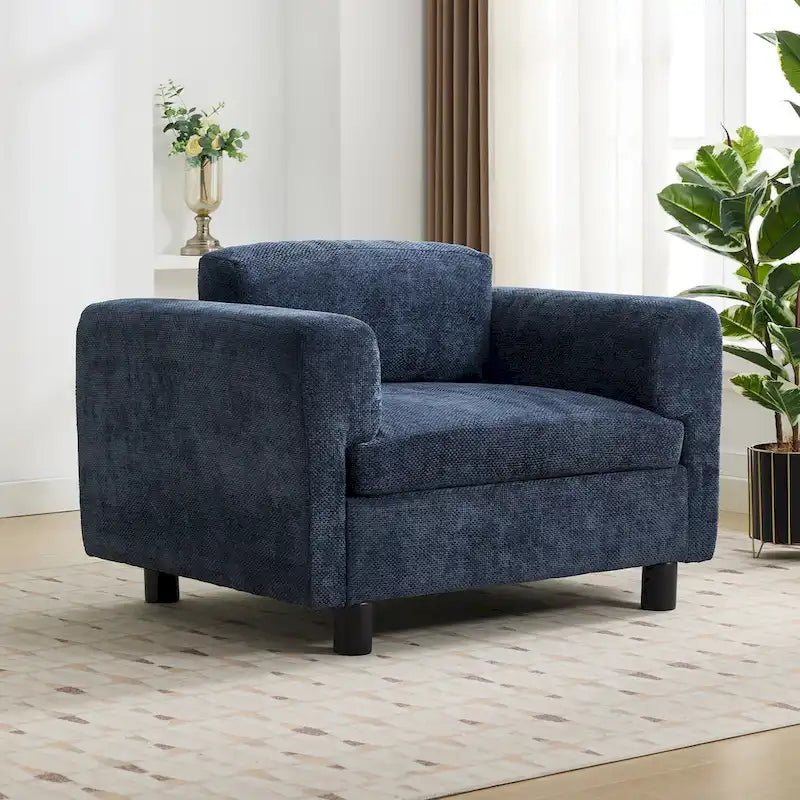 Modern Oversized Armchair Comfy Accent Chair Single Sofa for Living Room Bedroom Office Apartment, Woven Velvet Fabric