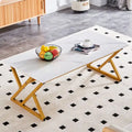 Modern Minimalist Style Marble Patterned Coffee Table With Black Metal Legs, Game Table, Tea Table