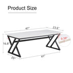 Modern Minimalist Style Marble Patterned Coffee Table With Black Metal Legs, Game Table, Tea Table