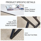 Modern Minimalist Style Marble Patterned Coffee Table With Black Metal Legs, Game Table, Tea Table