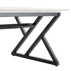 Modern Minimalist Style Marble Patterned Coffee Table With Black Metal Legs, Game Table, Tea Table