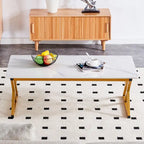 Modern Minimalist Style Marble Patterned Coffee Table With Black Metal Legs, Game Table, Tea Table