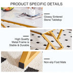 Modern Minimalist Style Marble Patterned Coffee Table With Black Metal Legs, Game Table, Tea Table