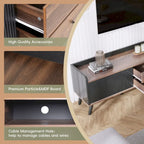 63 Mid Century TV Stand with 2 Cabinets& Open Compartments, Entertainment Center for TVs up to 70, Television Console