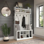 Woodland 40W Hall Tree and Shoe Bench with Shelves by Bush Furniture