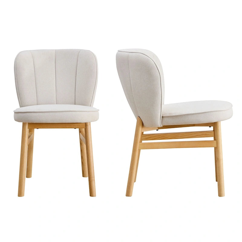Wooden Frame Upholstered Shell Dining Chairs set of 2