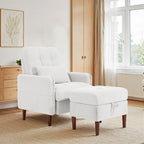 Accent Chair and Storage Ottoman Set with Adjustable Backrest