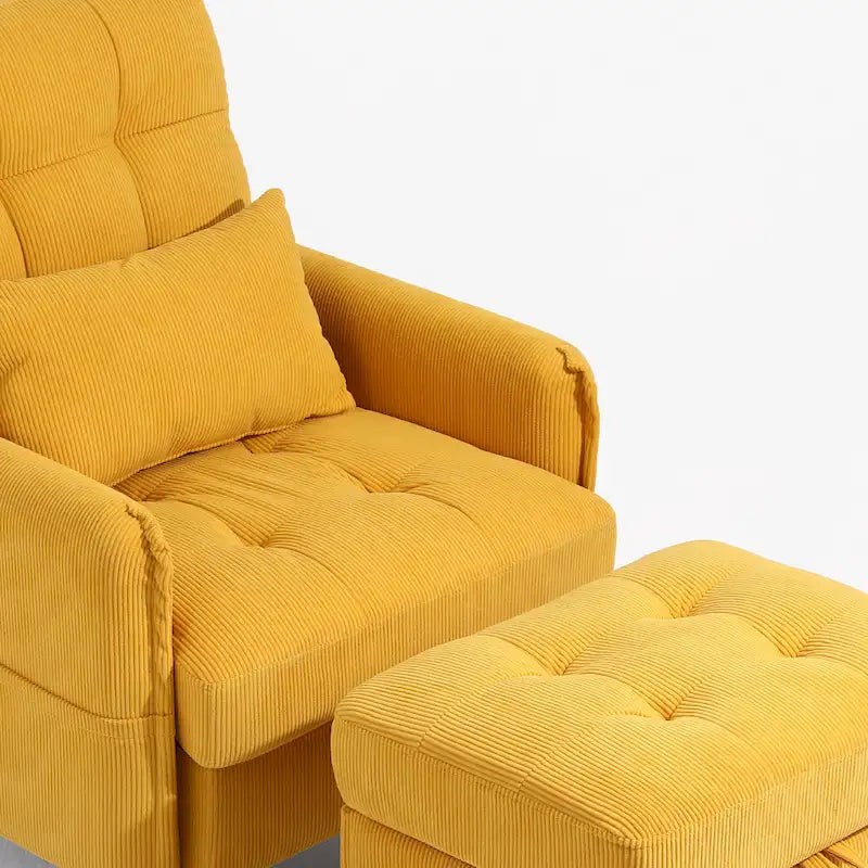 Accent Chair and Storage Ottoman Set with Adjustable Backrest