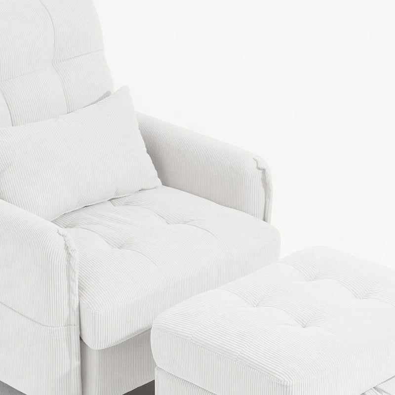 Accent Chair and Storage Ottoman Set with Adjustable Backrest