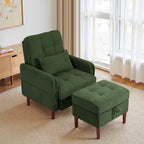 Accent Chair and Storage Ottoman Set with Adjustable Backrest