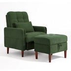 Accent Chair and Storage Ottoman Set with Adjustable Backrest