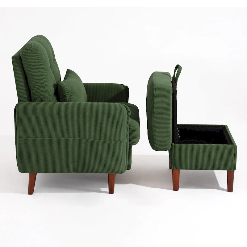 Accent Chair and Storage Ottoman Set with Adjustable Backrest