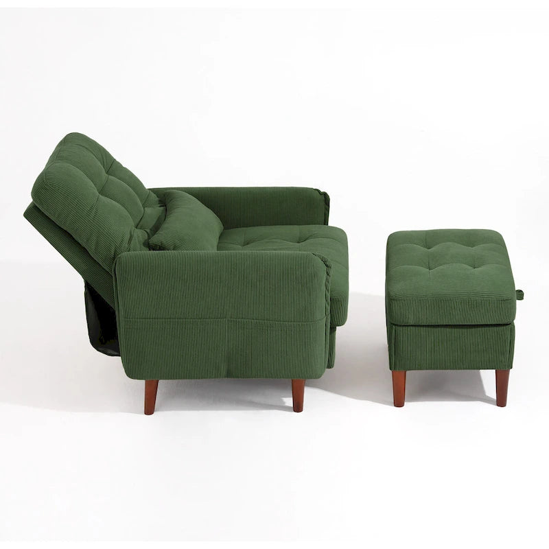 Accent Chair and Storage Ottoman Set with Adjustable Backrest