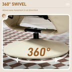 Adjustable PU Leather Lounge Chair Swivel Recliner Chair Padded High Back Armchair with Ottoman and Wood Base