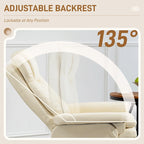 Adjustable PU Leather Lounge Chair Swivel Recliner Chair Padded High Back Armchair with Ottoman and Wood Base