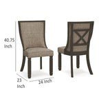 Trekk Dining Side Chair Set of 2, Black, Gray Brown Woven Polyester