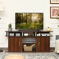 63 TV Stand Entertainment Center W/ 2 Cabinets Up to 70 Walnut - 62 inches