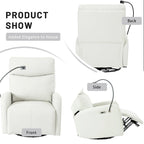 270 Degree Power Swivel Rocker Recliner Chair with USB Ports,Electric Glider Reclining Sofa,Leather Home Theater Seating