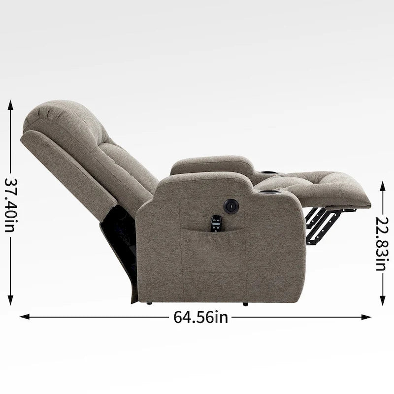 Lazy Boy Power Lift Recliner Chair, Modern Single Motor Massage Sofa Chair with Lumbar Heating, USB Charging Port, Cup Holders