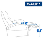 270 Genuine Leather Swivel and Rocker Power Recliner Chair for Elderly, Lving Room Single Sofa w/Lumbar Support & Rolled Arms