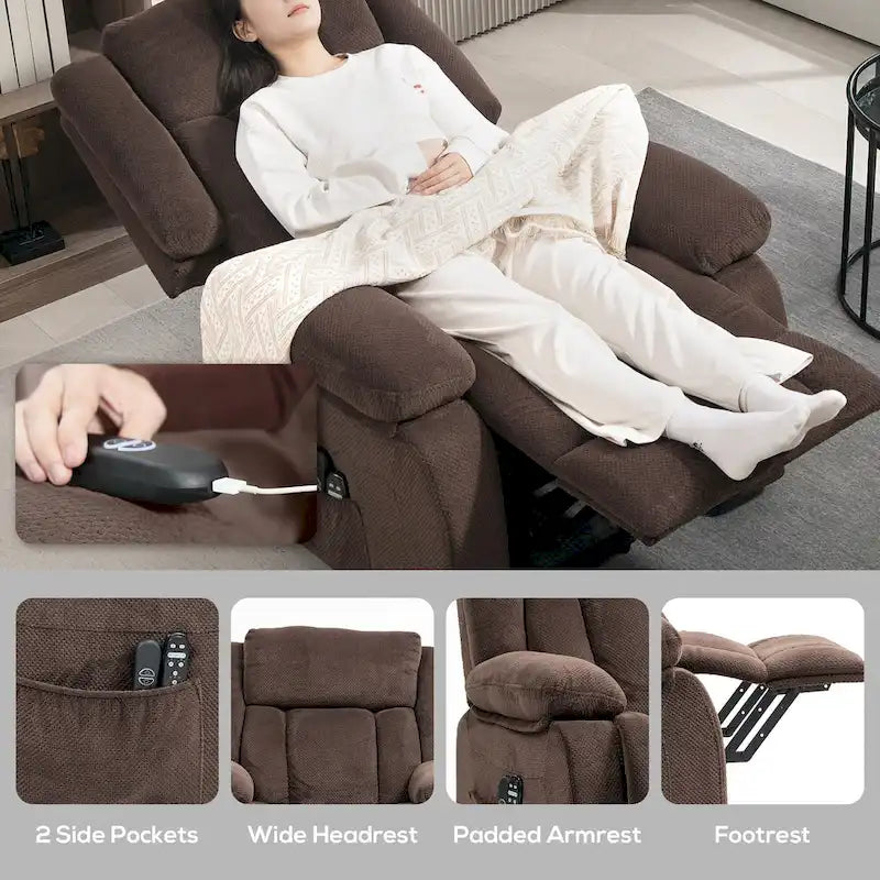 HOMCOM Power Lift Recliner Chair for Elderly with Massage and Heat, Fabric Massage Chair Recliner with Remote Controllers