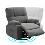 360 Swivel Manual Recliner Single Sofa Chair Fabric Lounge Chair with Pull Out Footrest and Side Pockets