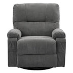 360 Swivel Manual Recliner Single Sofa Chair Fabric Lounge Chair with Pull Out Footrest and Side Pockets