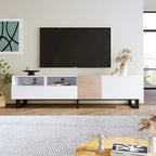 TV Stand for 80 TV with Double Storage Space, Media Console Table, Entertainment Center with Drop Down Door