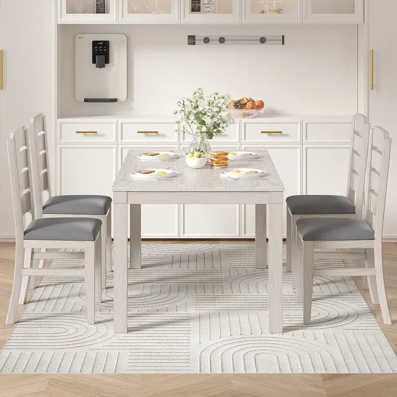 63 Inch Home Oak Wood Dining Table 6-Person Indoor Outdoor Table with Solid Wood Legs