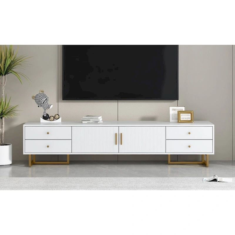 White 70 Modern TV Stand with Storage & Drawers for TVs Up to 65