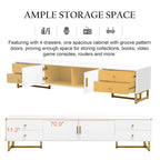 White 70 Modern TV Stand with Storage & Drawers for TVs Up to 65