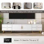 White 70 Modern TV Stand with Storage & Drawers for TVs Up to 65