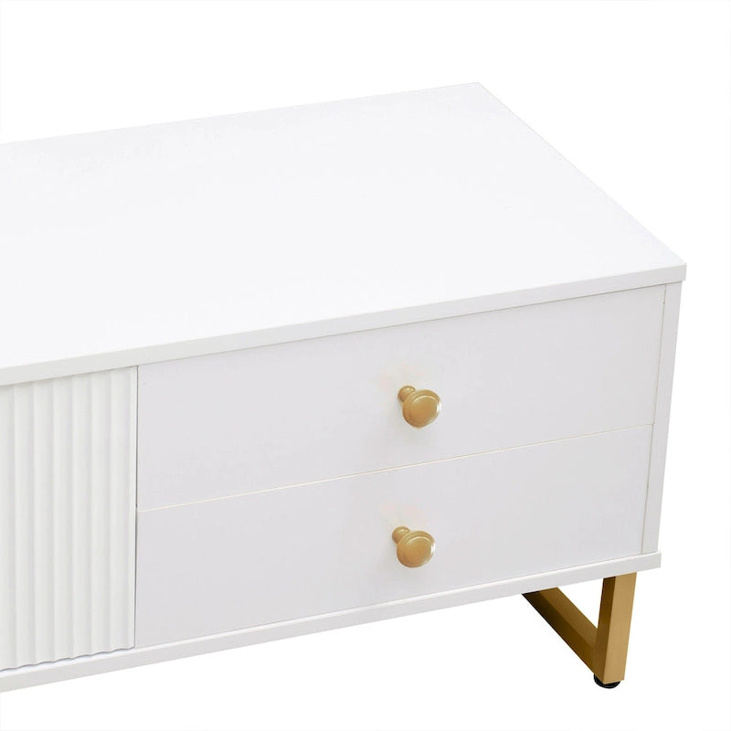 White 70 Modern TV Stand with Storage & Drawers for TVs Up to 65