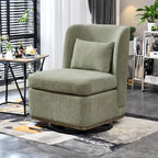 Chenille 360 Swivel Armless Chair with Metal Base, High-Density Foam Cushion, and Included Pillow