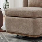 Chenille 360 Swivel Armless Chair with Metal Base, High-Density Foam Cushion, and Included Pillow